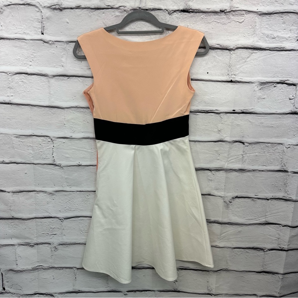 Abaete’ Dress Silk Colorblock Sleeveless Side Zip orange black Swing Sz 4 - Picture 5 of 10